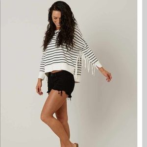 Amuse Society Cropped Fringe Sweatshirt